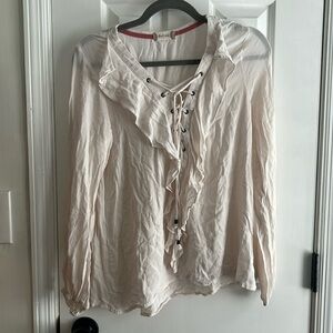 altered state lace up ruffle blouse